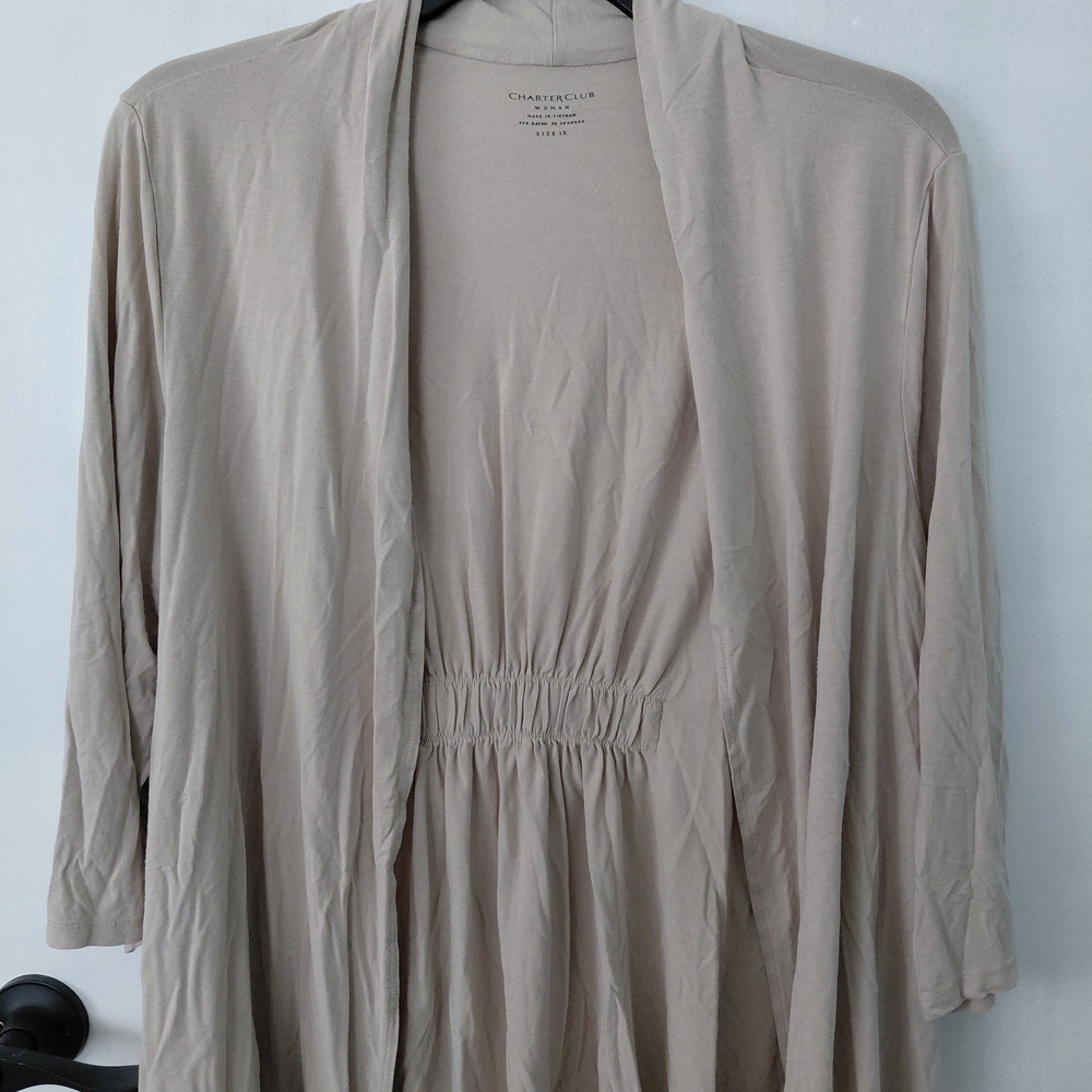 Charter Club Light Tan Open Cardigan